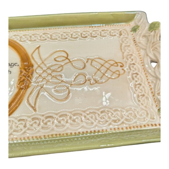 Irish Proverb Embossed Celtic Ceramic Cheese Bread Tray Grasslands Road - Picture 10 of 10
